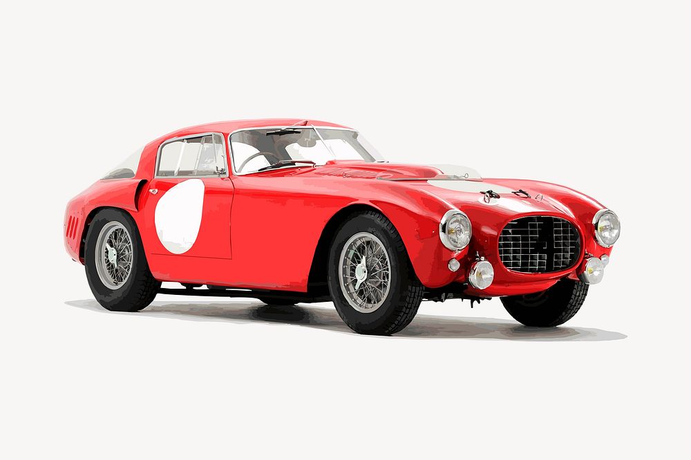 Red classic car clipart, vehicle illustration vector. Free public domain CC0 image.