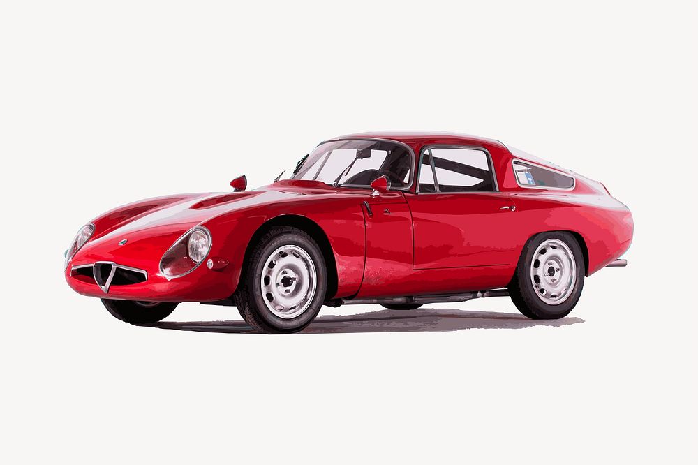 Red classic car clipart, vehicle illustration. Free public domain CC0 image.