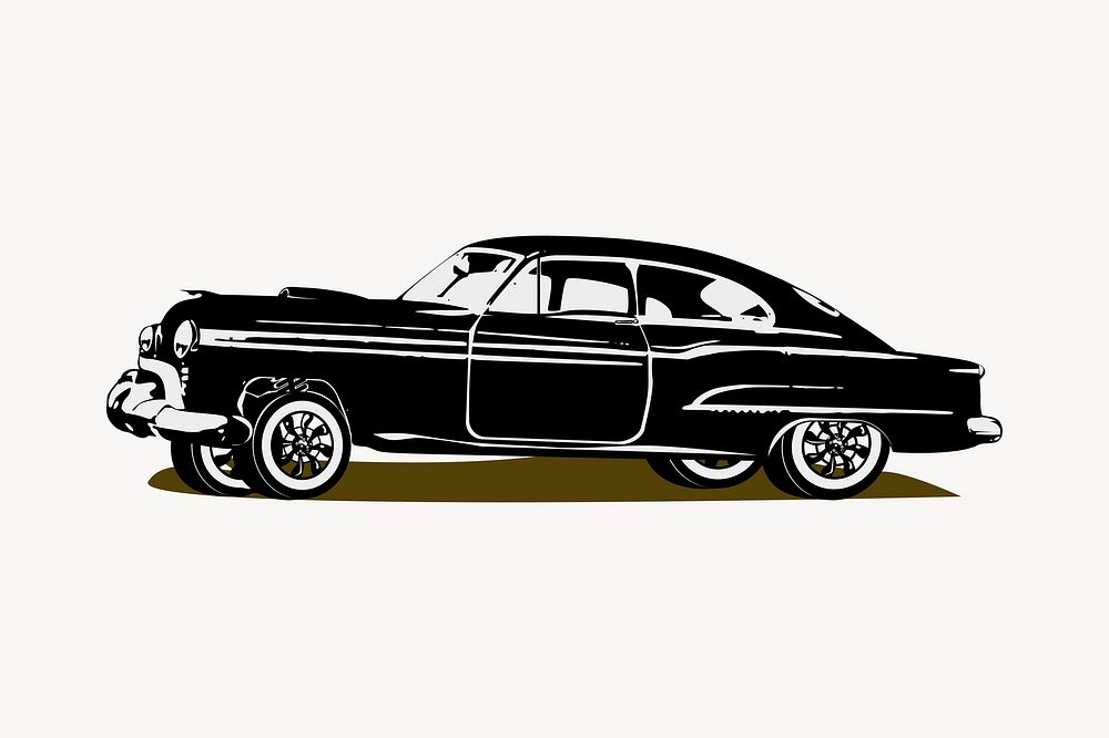 Classic car sticker, vehicle illustration psd. Free public domain CC0 image.