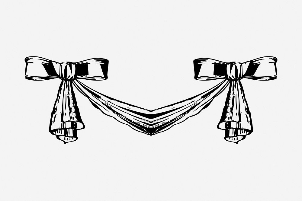 Bow divider drawing, vintage illustration. Free public domain CC0 image.