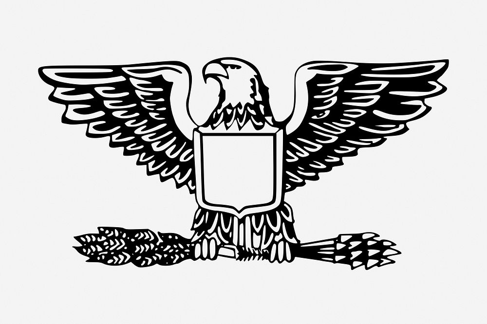 Eagle badge clipart, vintage animal illustration vector. Free public domain CC0 image.