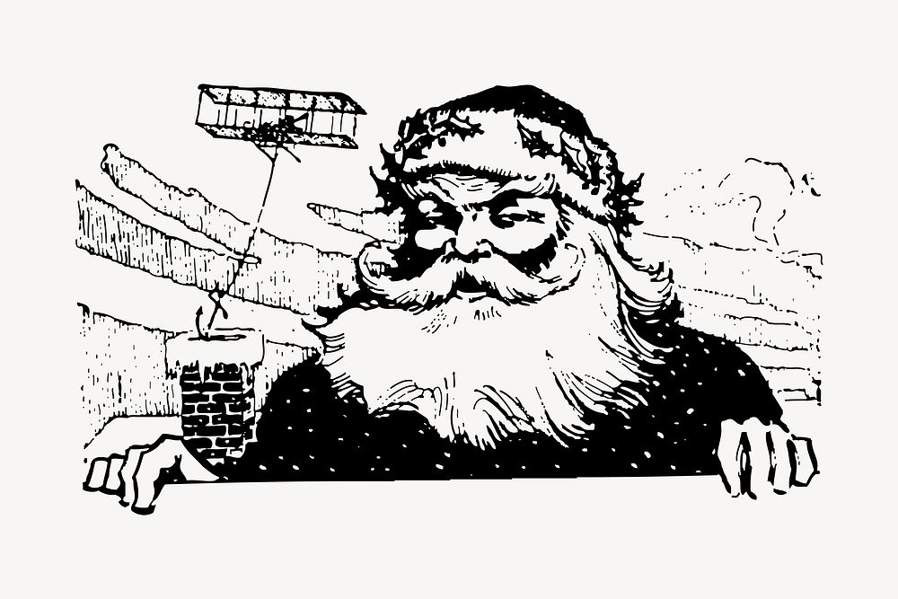 Santa Claus clipart, vintage Christmas illustration vector. Free public domain CC0 image.