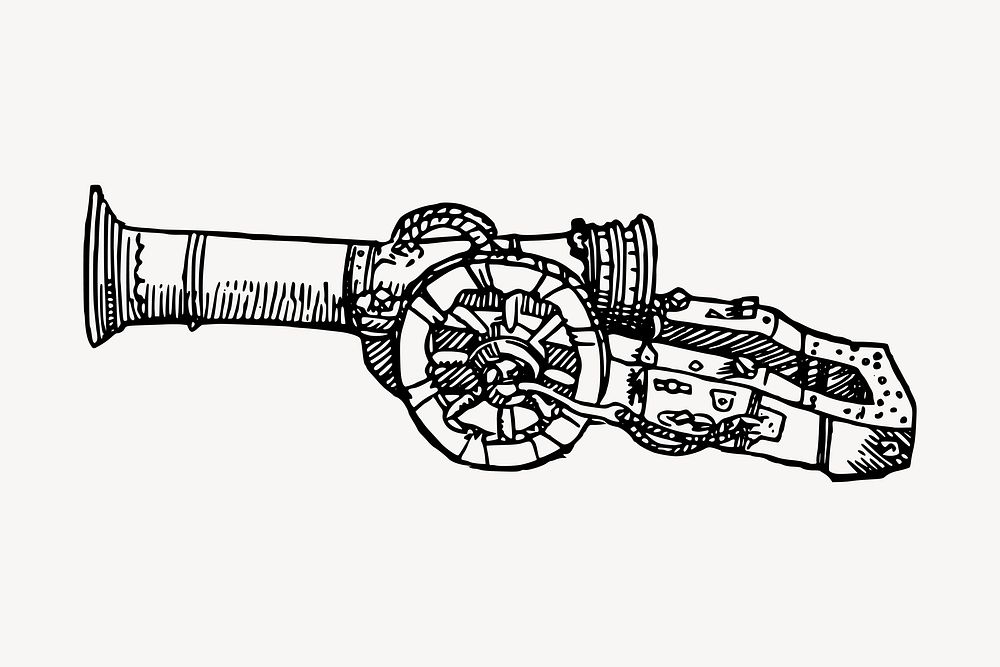 Cannon clipart, medieval weapon illustration vector. Free public domain CC0 image.
