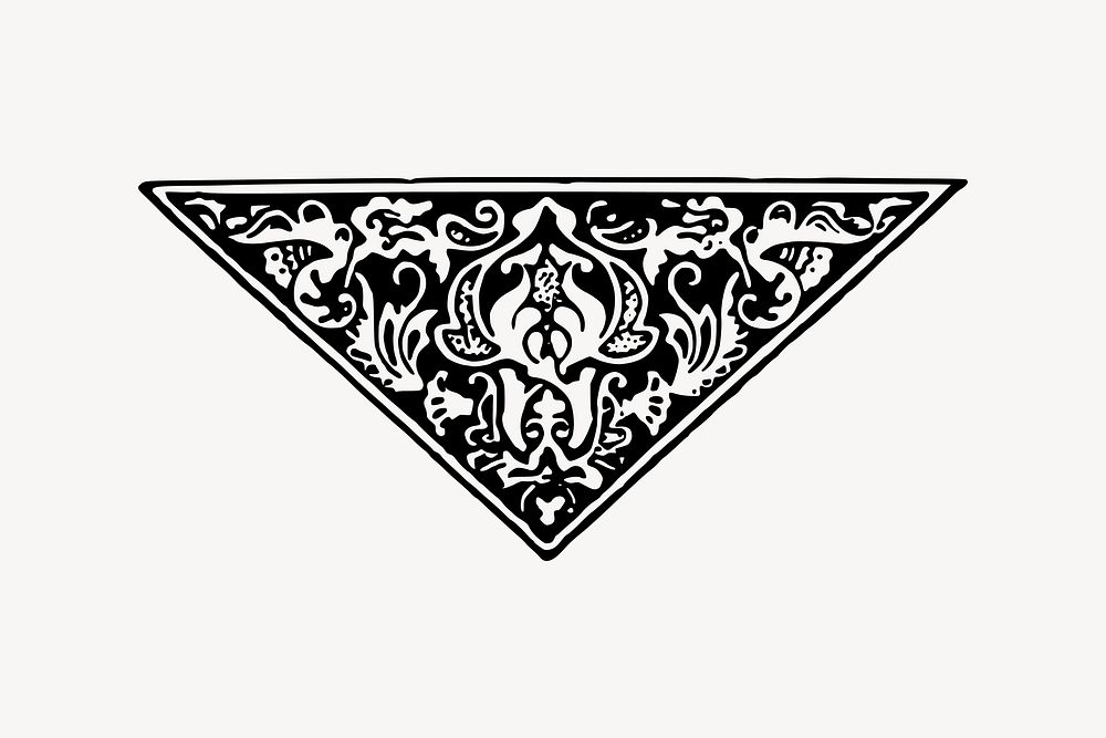 Antique ornamental clipart, black and white illustration vector. Free public domain CC0 image.