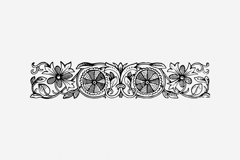 Antique ornamental illustration in black and white. Free public domain CC0 image.