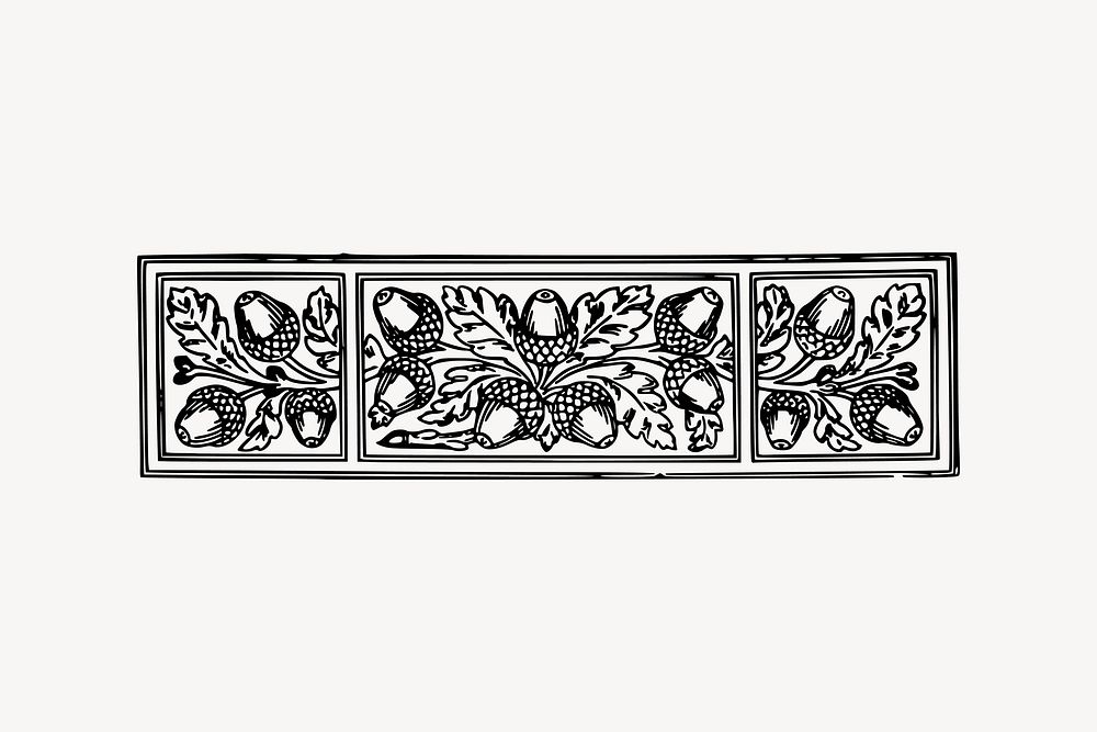 Vintage decorative collage element, black and white illustration vector. Free public domain CC0 image.