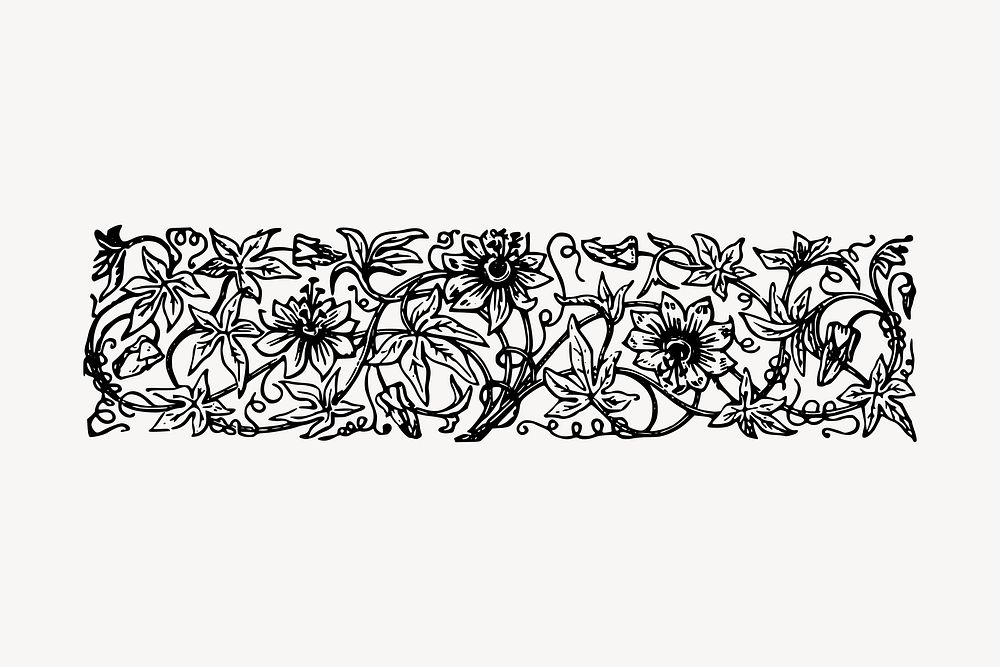 Antique ornamental collage element, black and white illustration vector. Free public domain CC0 image.