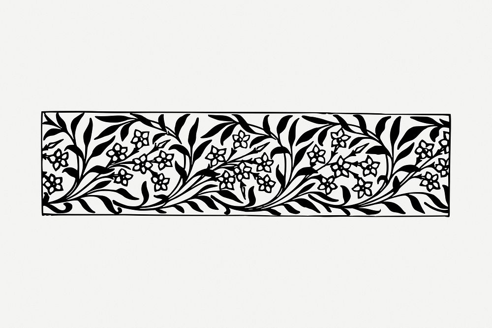 Botanical divider drawing, decorative illustration psd. Free public domain CC0 image.