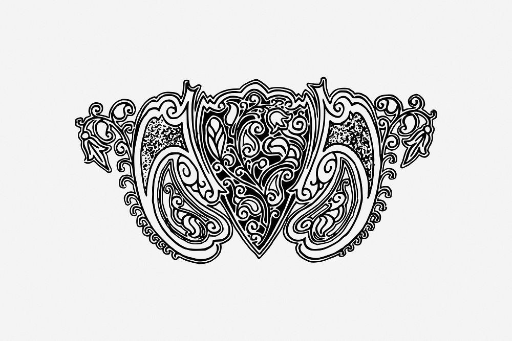 Ornamental divider, fancy illustration. Free public domain CC0 image.