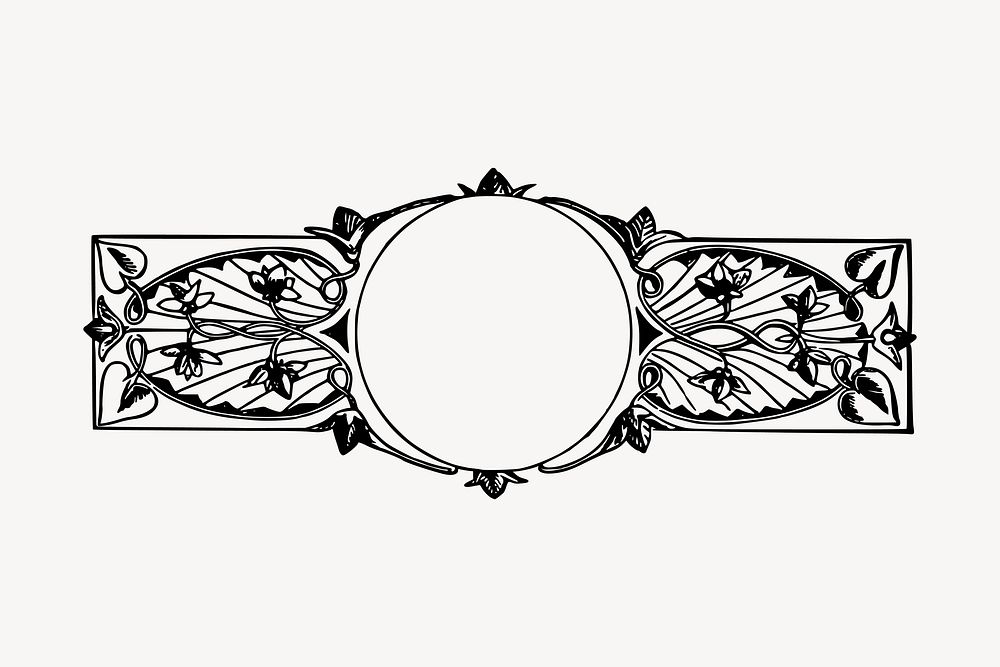 Ornamental frame drawing, vintage illustration vector. Free public domain CC0 image.