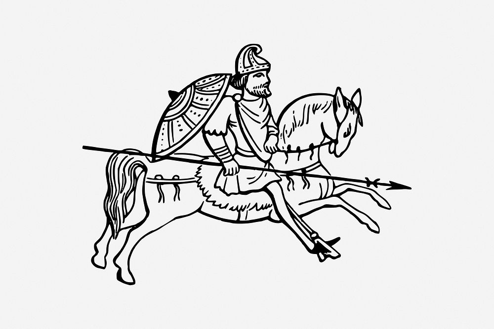 Ancient soldier, war illustration. Free public domain CC0 image.