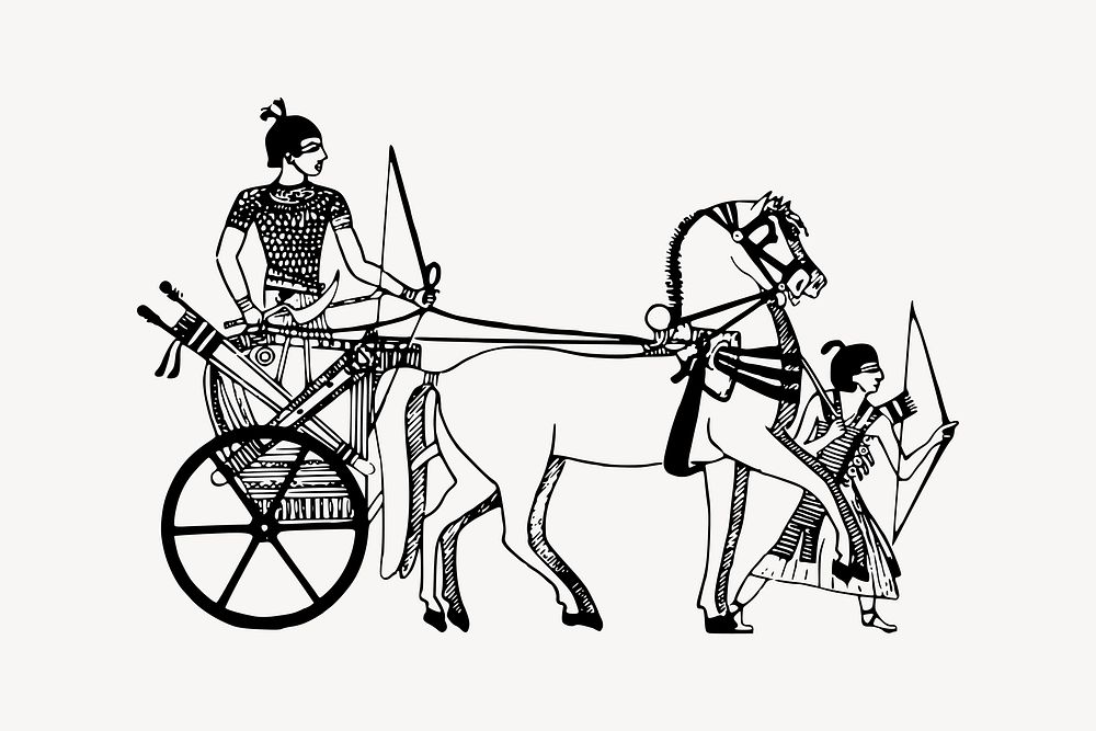 Ancient chariot collage element, war illustration vector. Free public domain CC0 image.