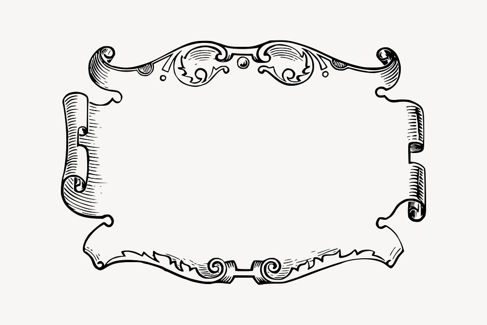 Vintage banner drawing, decorative illustration vector. Free public domain CC0 image.