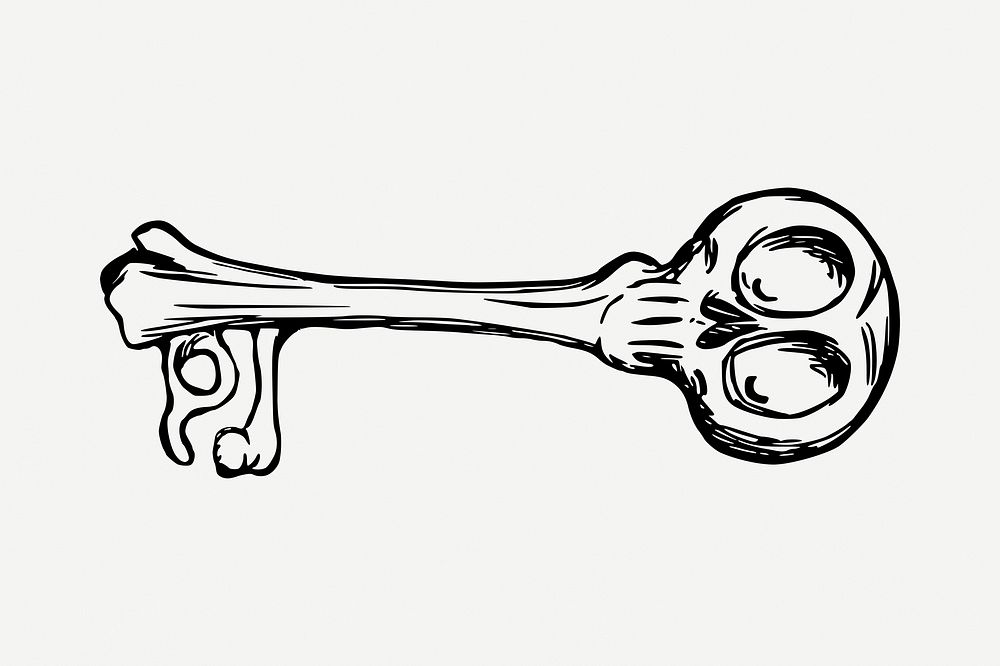 Skeleton key object clipart illustration psd. Free public domain CC0 image