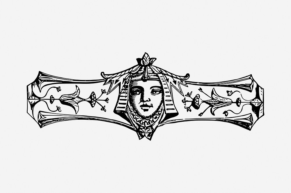 Decorative divider black and white illustration clipart. Free public domain CC0 image