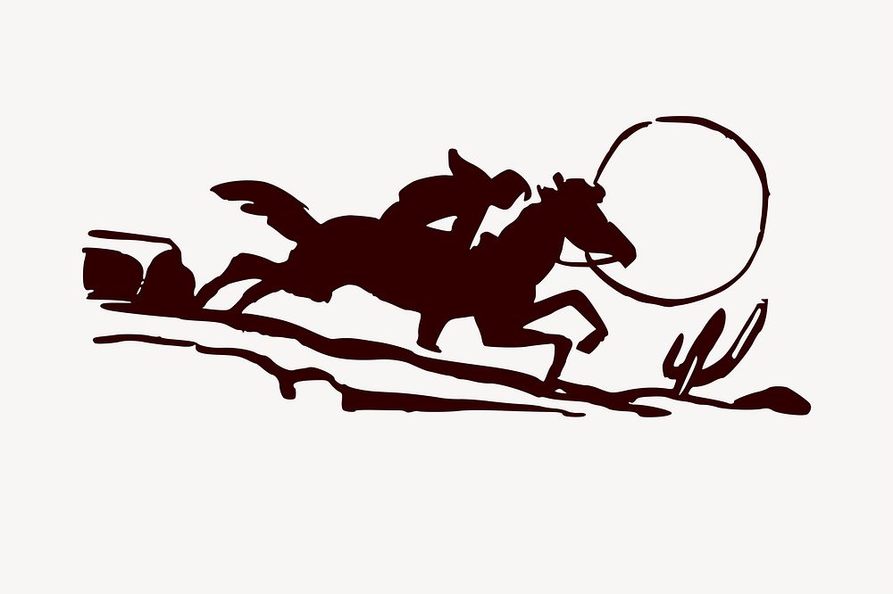 Cowboy silhouette illustration clipart vector. Free public domain CC0 image