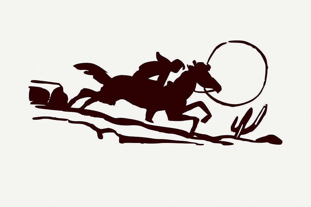 Cowboy silhouette clipart illustration psd. Free public domain CC0 image