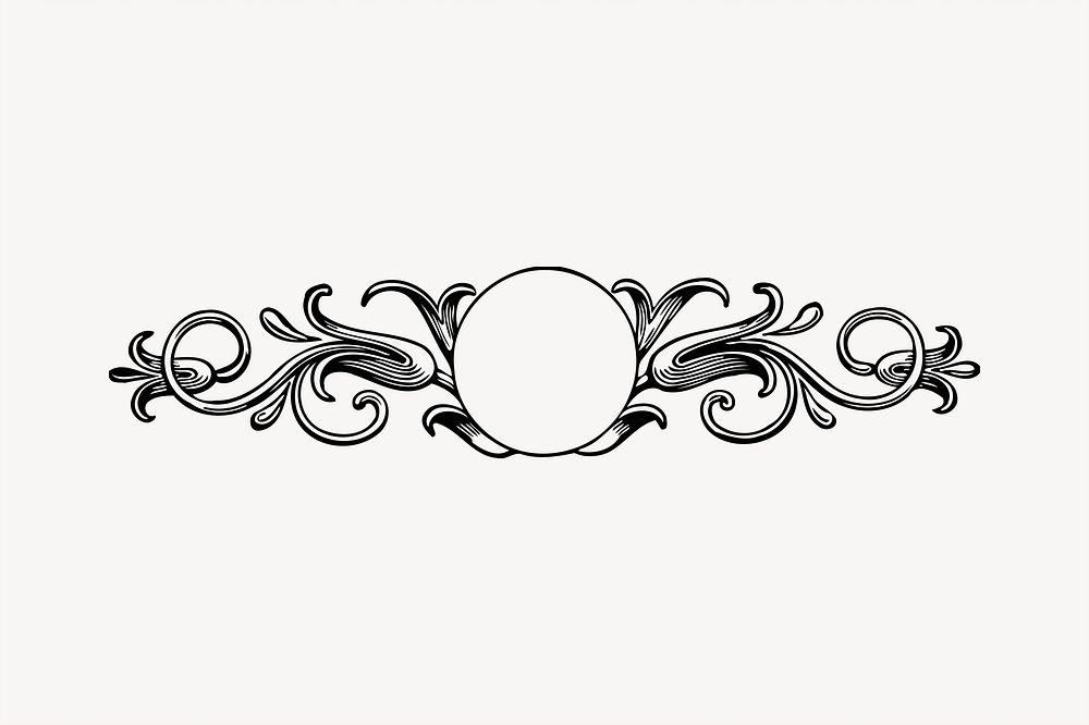 Flourish border clipart, vintage hand drawn vector. Free public domain CC0 image.