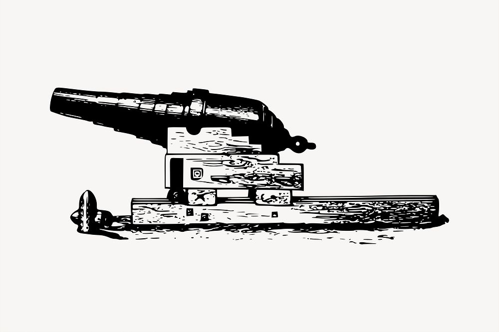 Cannon weapon  clipart, vintage hand drawn vector. Free public domain CC0 image.