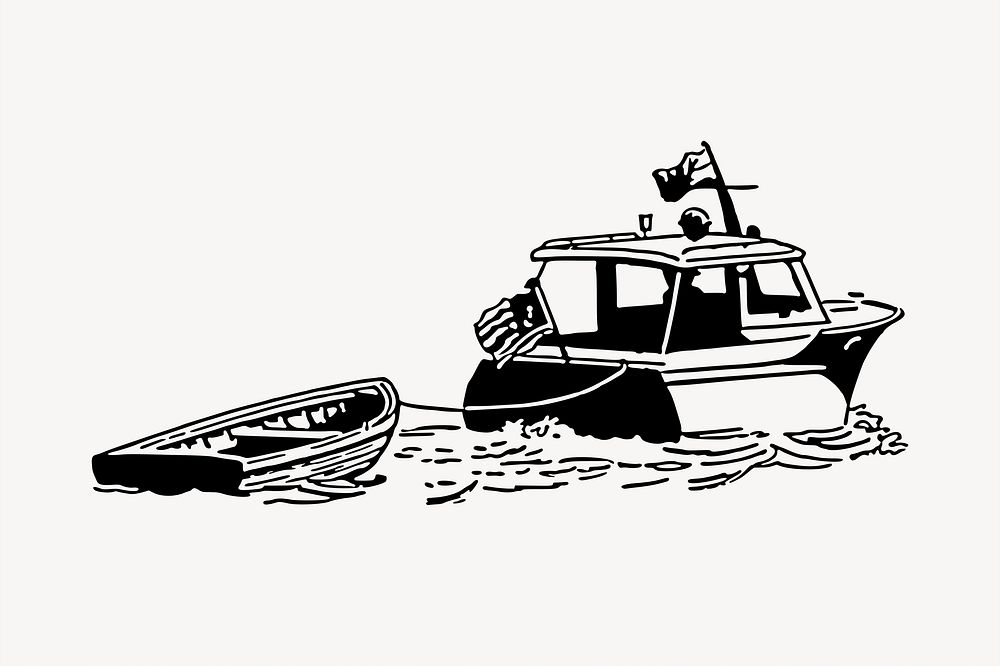 Boat clipart, vintage hand drawn vector. Free public domain CC0 image.