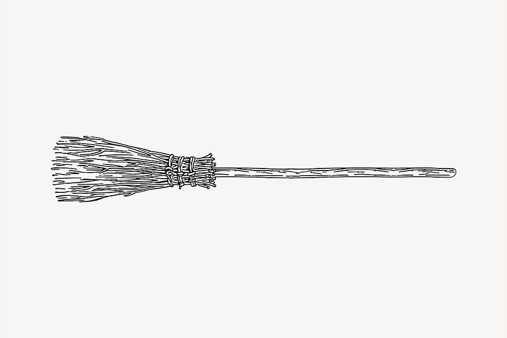 Broom clipart, vintage hand drawn vector. Free public domain CC0 image.