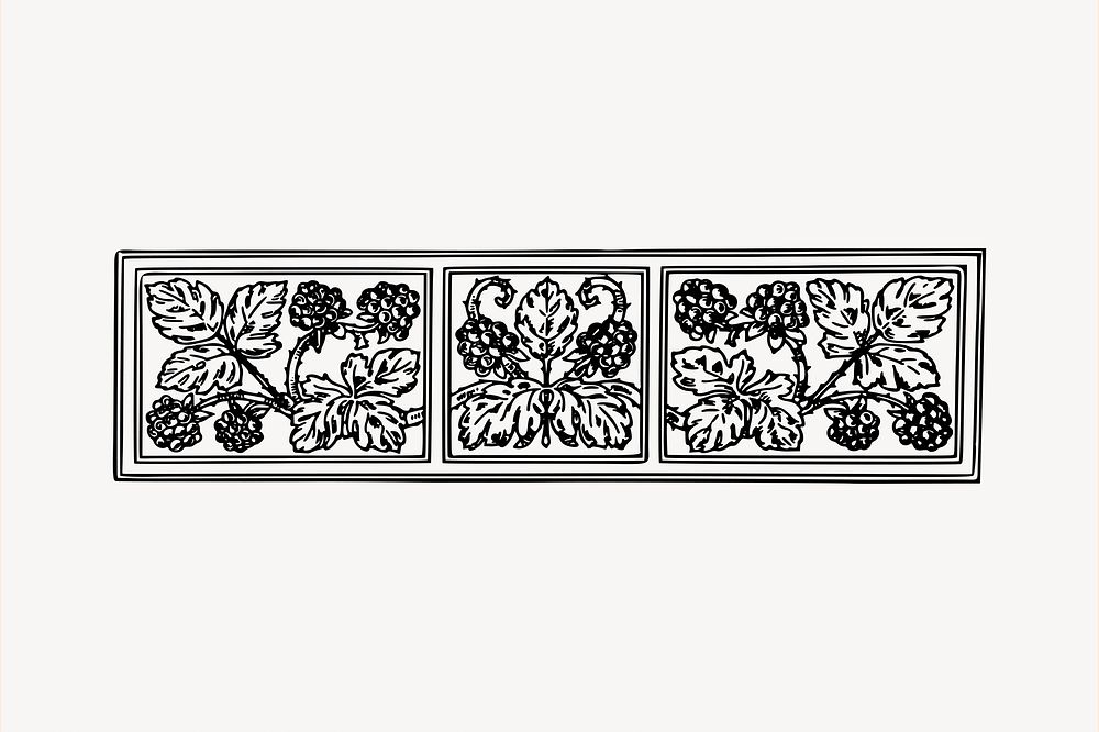 Floral divider clipart, vintage hand drawn vector. Free public domain CC0 image.