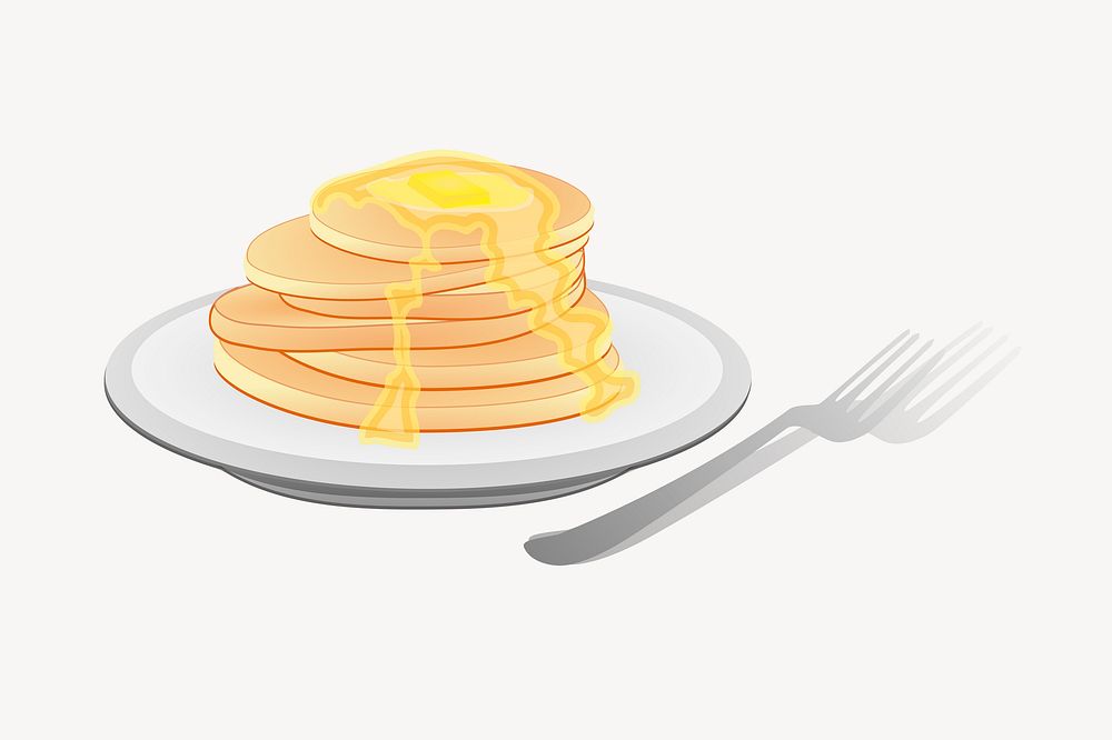 Pancakes clipart, breakfast food illustration vector. Free public domain CC0 image.