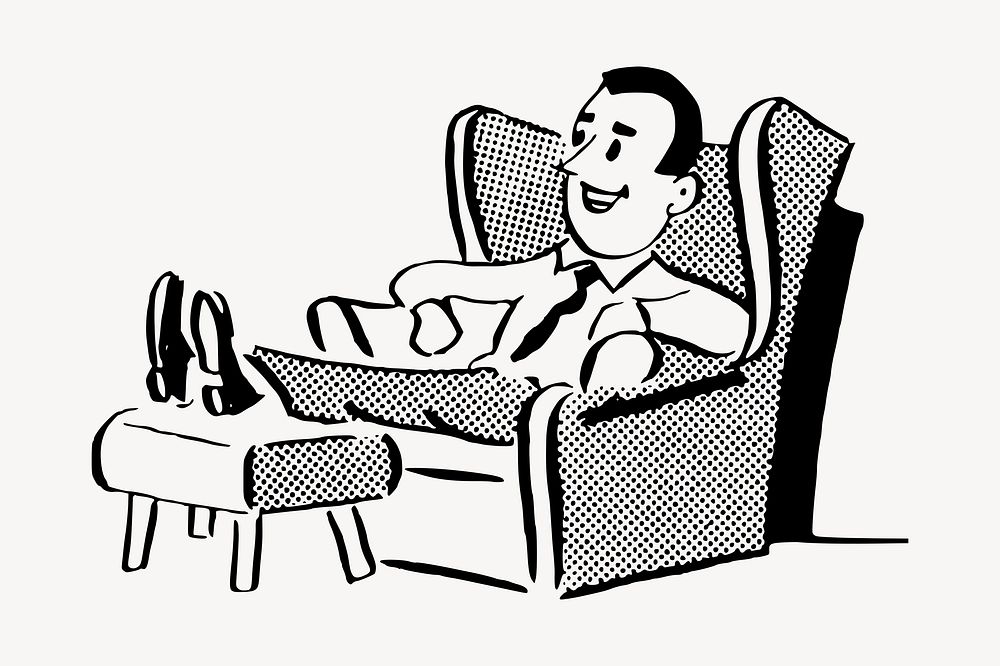 Businessman watching TV clipart, cartoon illustration vector. Free public domain CC0 image.