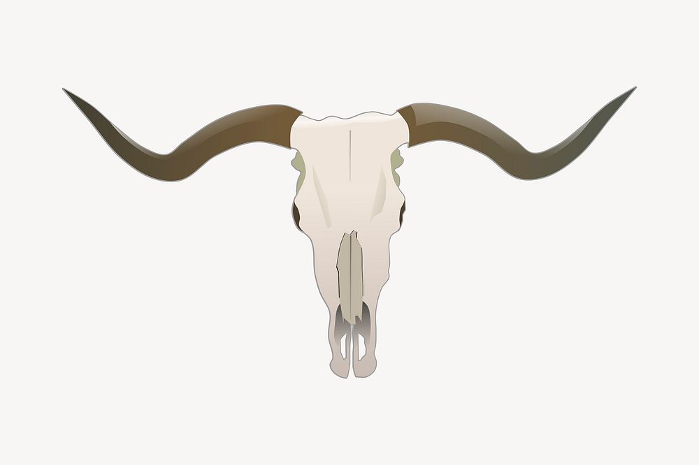 Longhorn skull clipart, animal hunting illustration vector. Free public domain CC0 image.