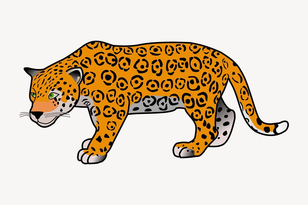 Jaguar tiger clipart, animal illustration. Free public domain CC0 image.