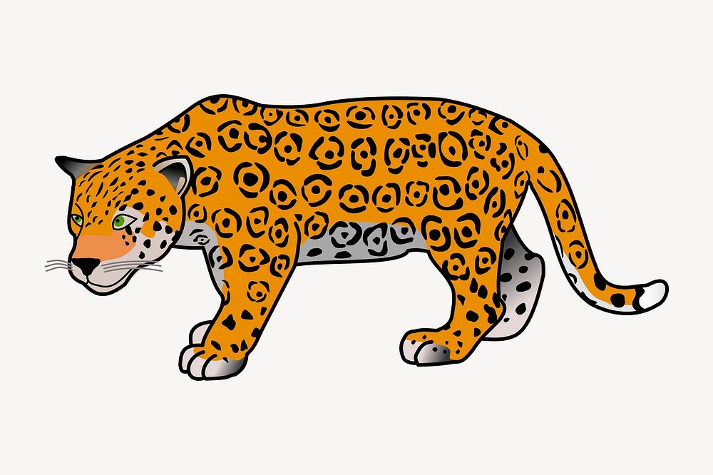 Jaguar tiger sticker, animal illustration psd. Free public domain CC0 image.