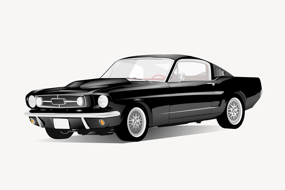 Black classic car clipart, vehicle illustration. Free public domain CC0 image.