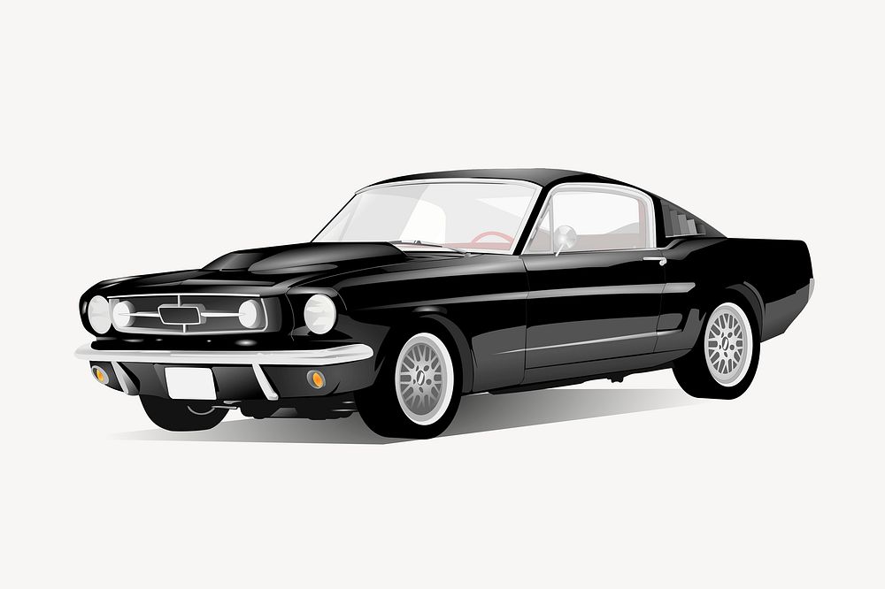 Black classic car sticker, vehicle illustration psd. Free public domain CC0 image.