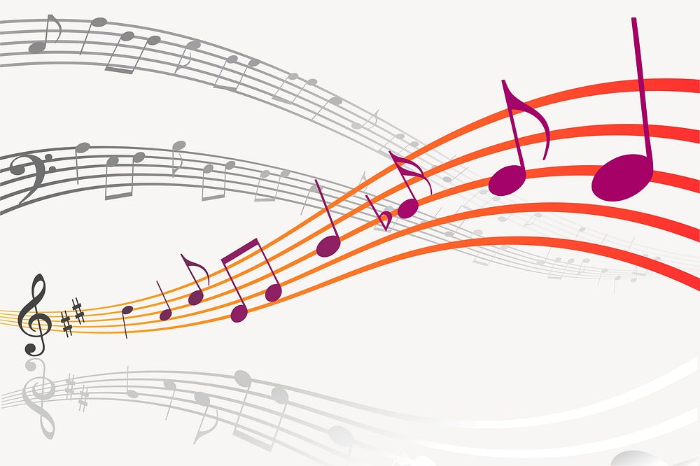 Musical notes background, creative illustration. Free public domain CC0 image.