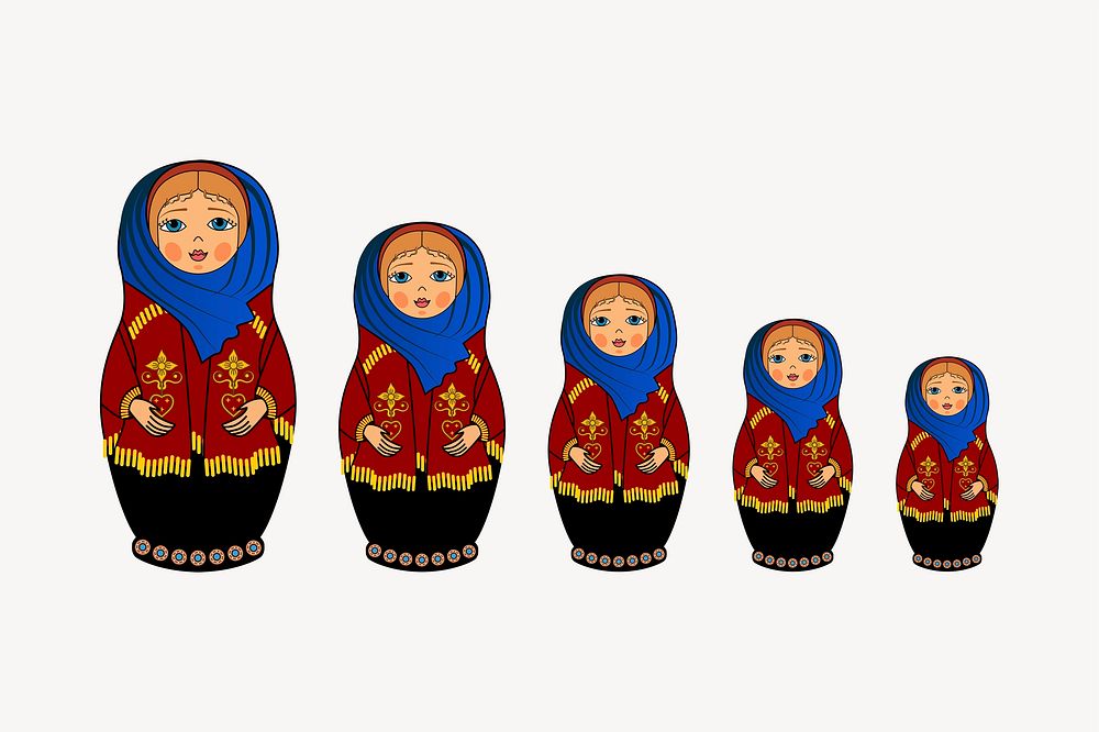 Matryoshka dolls clipart, object illustration vector. Free public domain CC0 image.