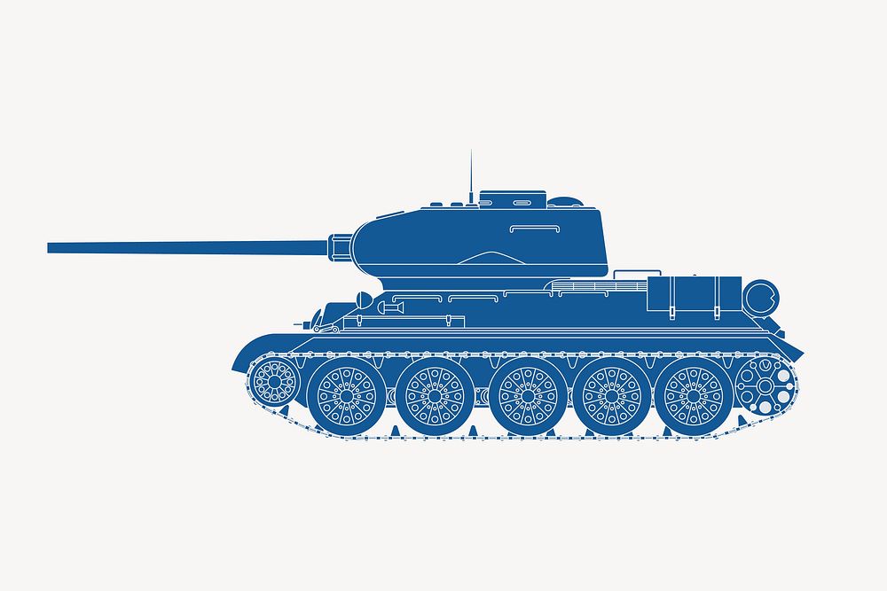 Military tank clipart, vehicle illustration vector. Free public domain CC0 image.