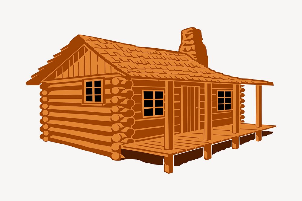 Wooden cabin, architecture illustration. Free public domain CC0 image