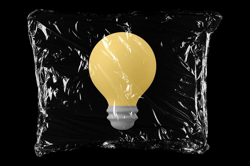 3D light bulb in plastic bag, ideas, creativity creative concept art