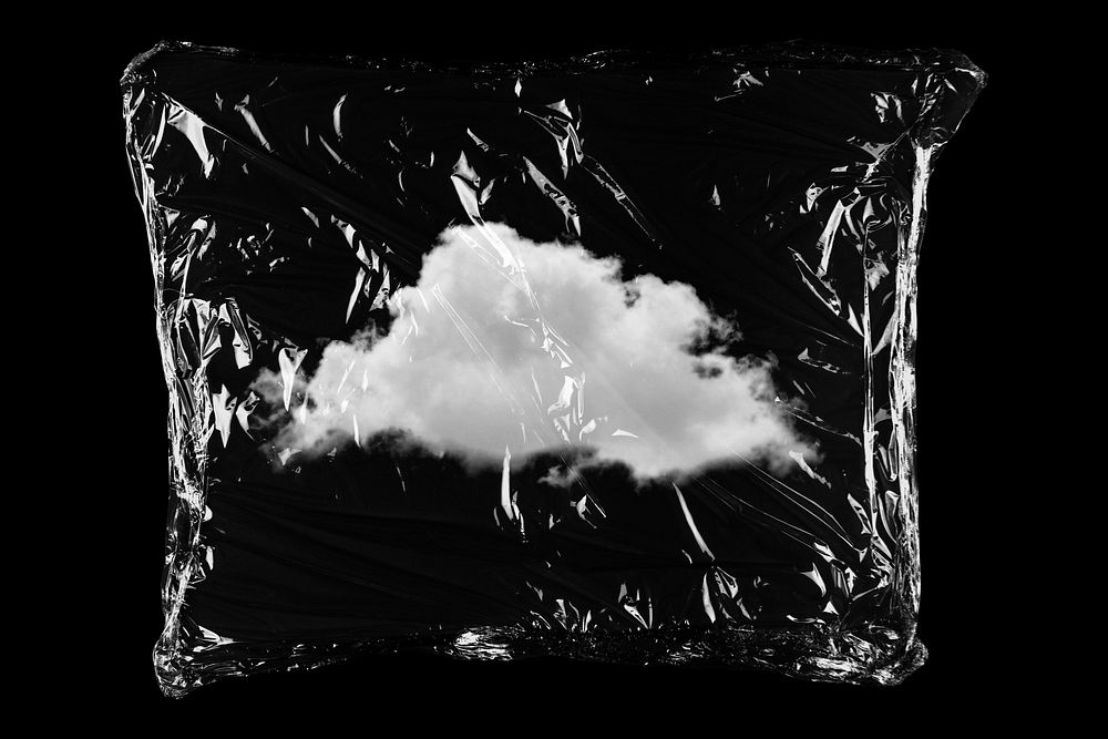 Cloud in plastic bag, weather creative concept art