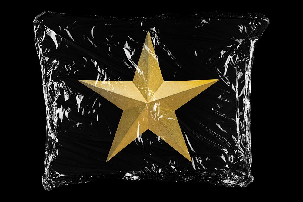 Gold star in plastic bag, creative ranking concept art