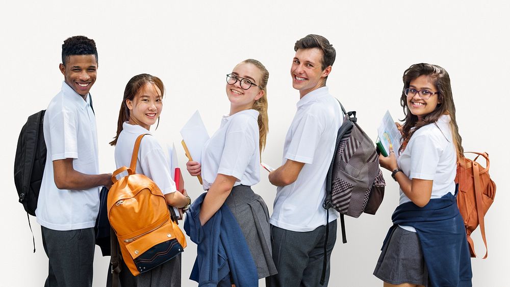 High school students collage element psd
