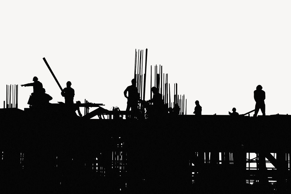 Construction silhouette collage element, off white design psd