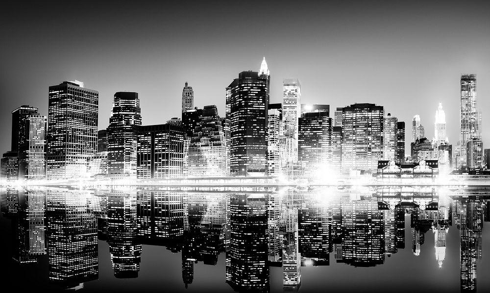 Building Skyscraper Panoramic Night New York City Concept