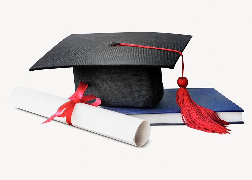 Graduation cap, education isolated image on white background