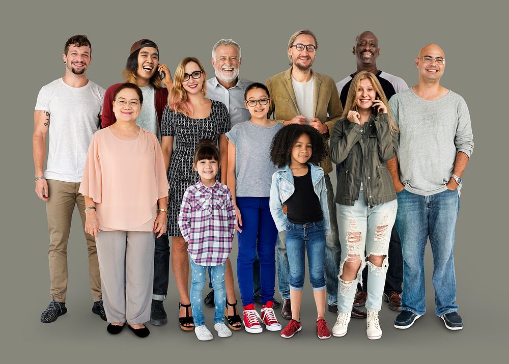 Diversity of People Generations Set Together Studio Isolated