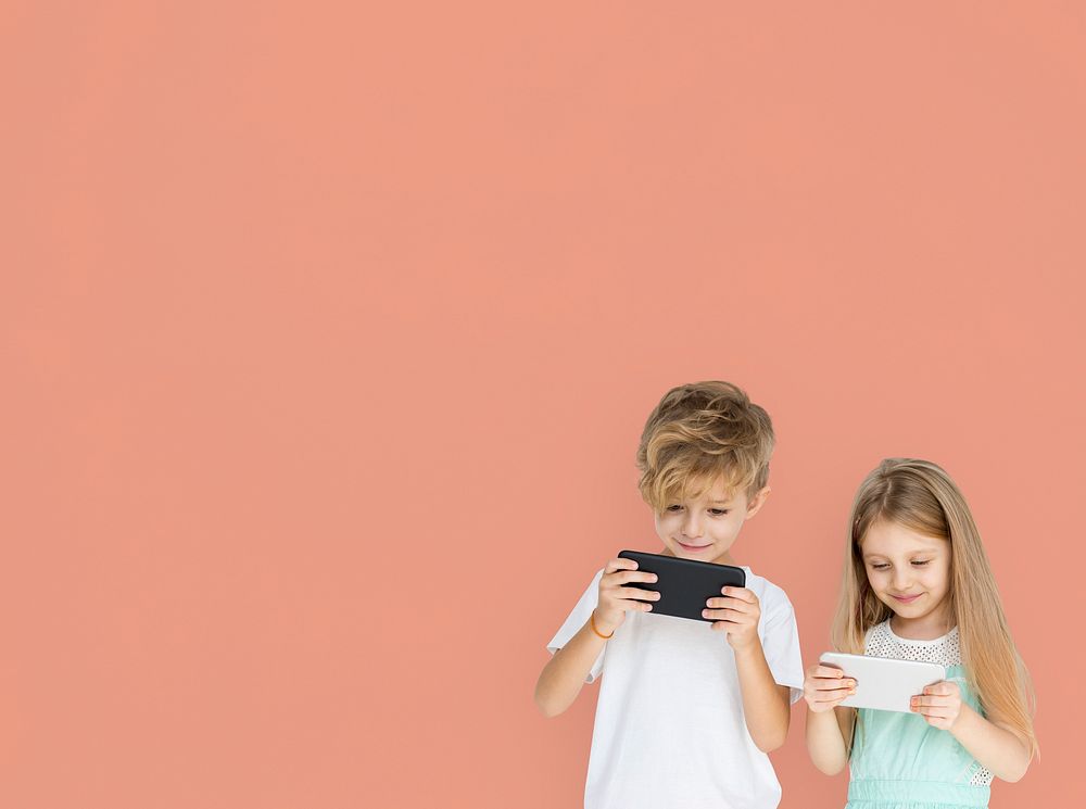 Young Kids Playing Mobile Phone