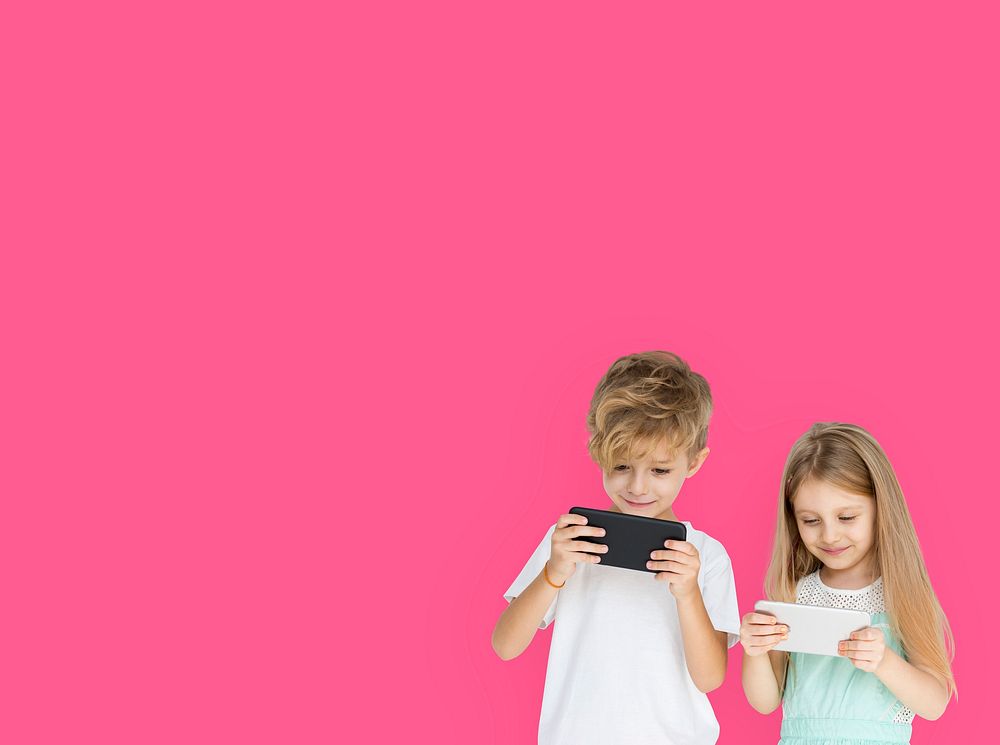 Young Kids Playing Mobile Phone