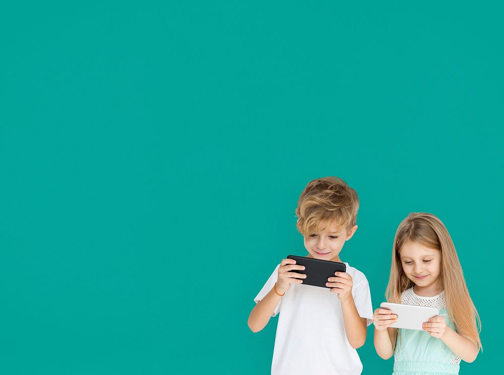 Young Kids Playing Mobile Phone