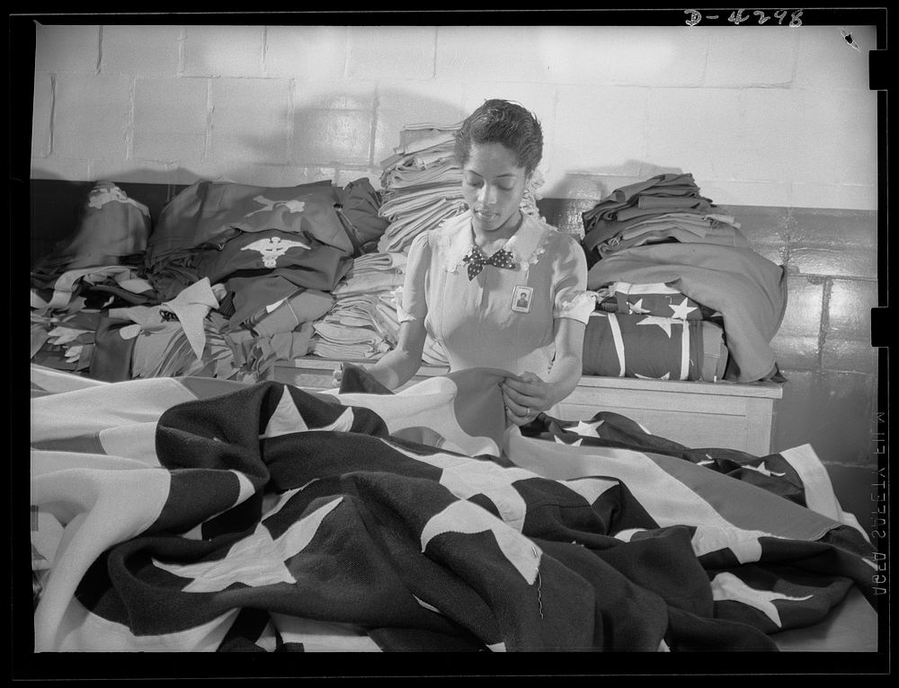 Women workers at quartermaster depot. The tradition of Betsy Ross is being kept alive in this quartermaster corps depot…