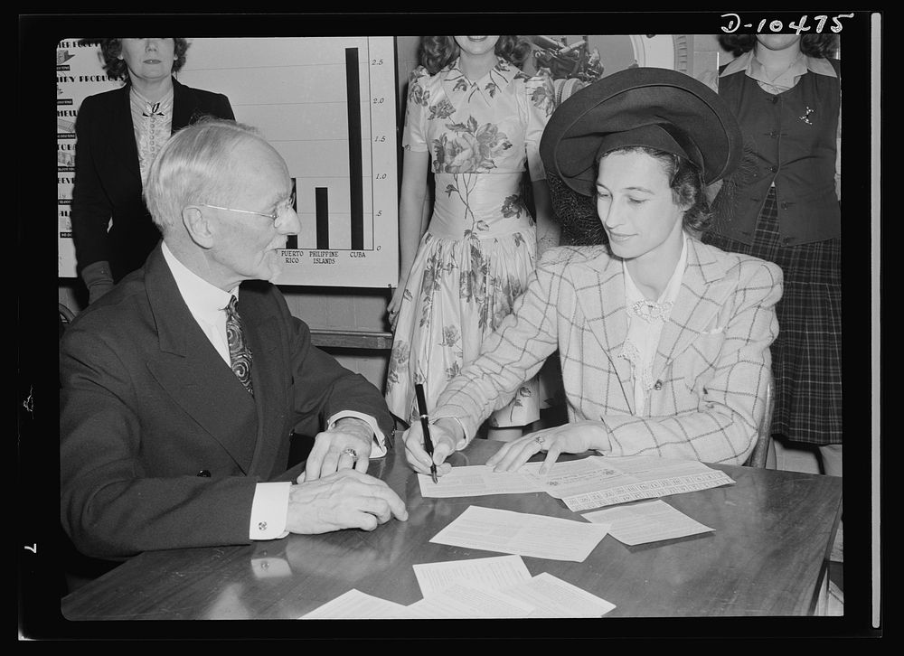 Sugar rationing. Even the wife of the Office of Price Administration's (OPA) administrator has to sign up for her sugar…